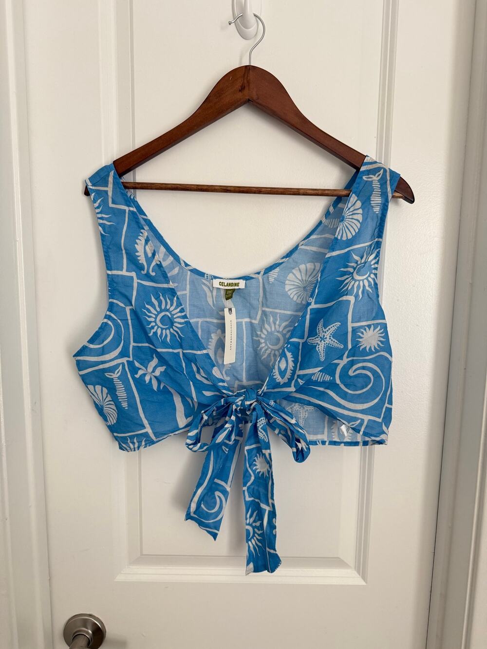NWT Celandine Anthropologie Coastal Print Tie Front Crop Top One Size
